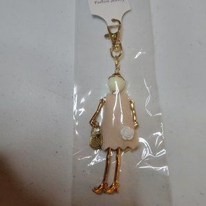 Fashion Doll Purse Charm Keychain Blush Pink Dress Handbag Charm Bag Accessory